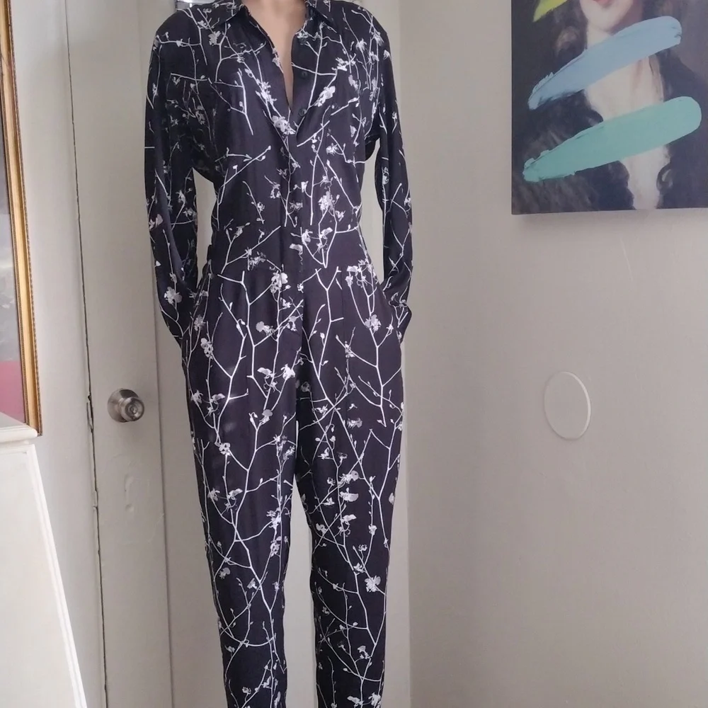 Rag And Bone  Black and White  Floral Jumpsuit 10